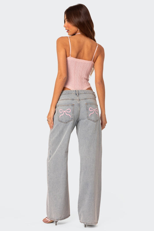 Women's bow detail jeans, back view