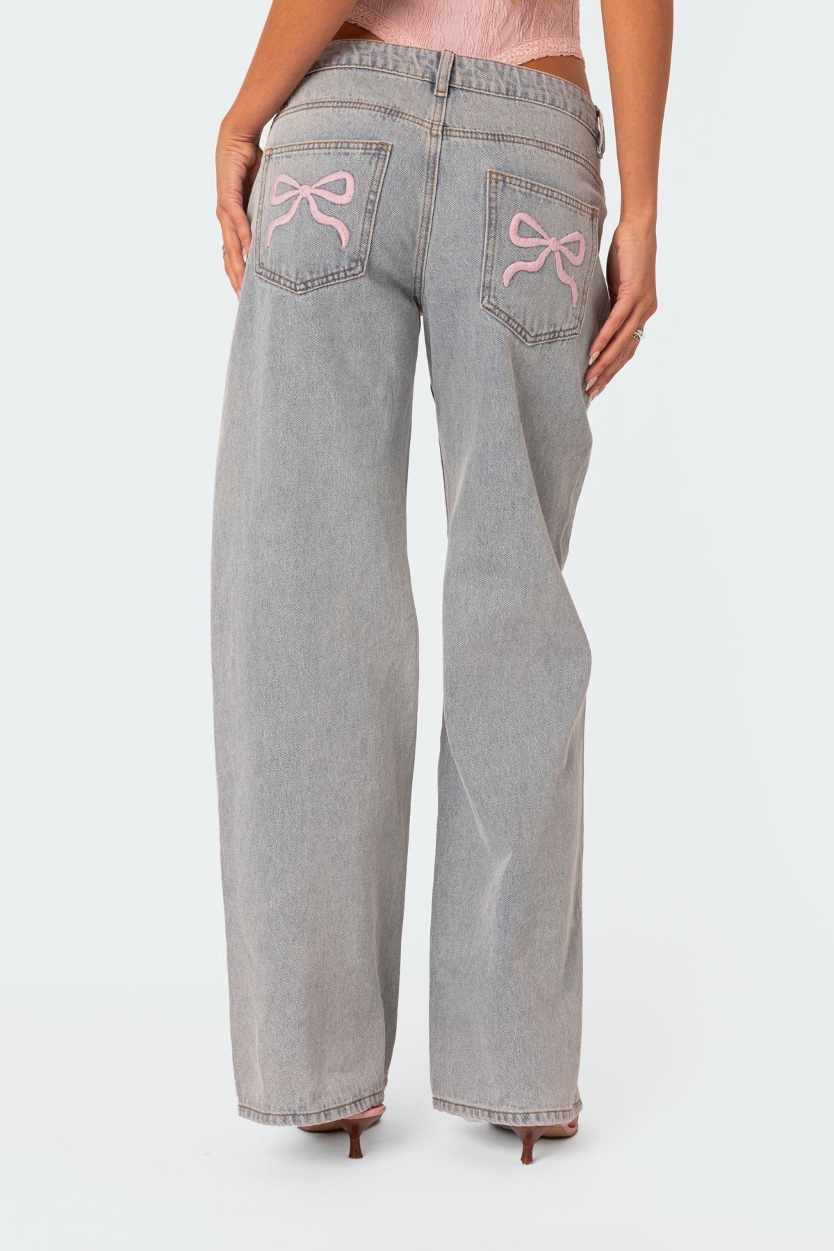 Women's bow detail jeans, detail view