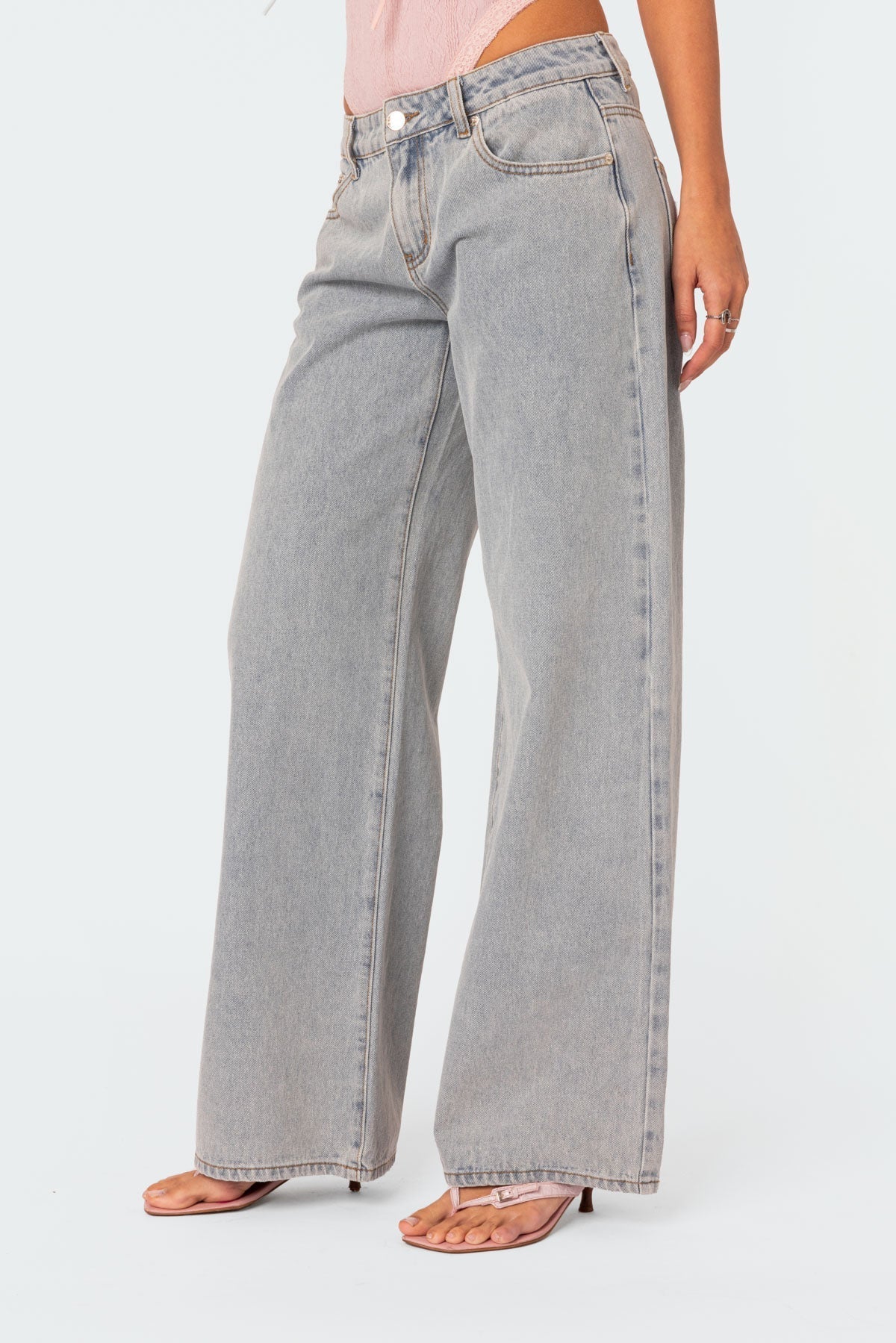 Women's bow detail jeans, side view