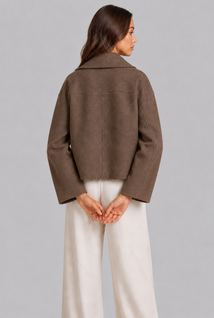 Women's cropped double-breasted peacoat, styled view