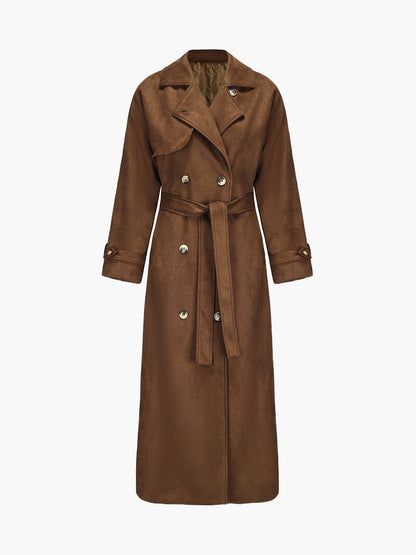 Women's lapel long sleeve coat, back view