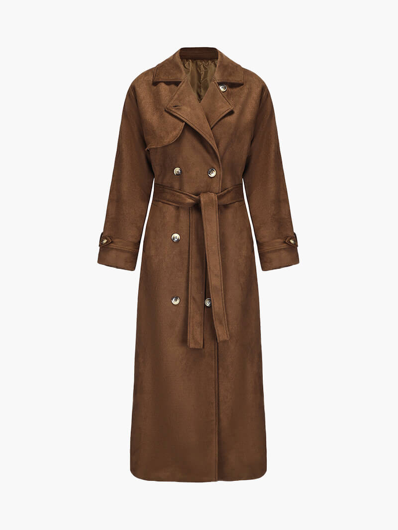 Women's lapel long sleeve coat, back view