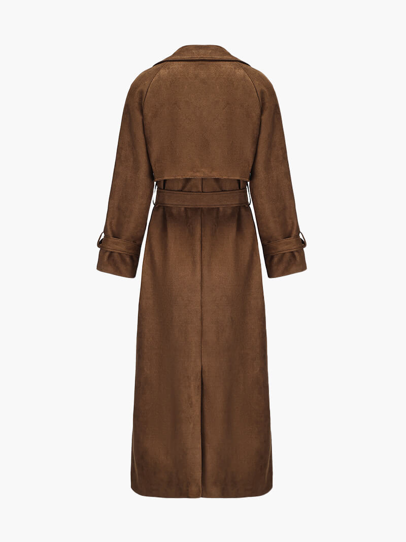 Women's lapel long sleeve coat, side view