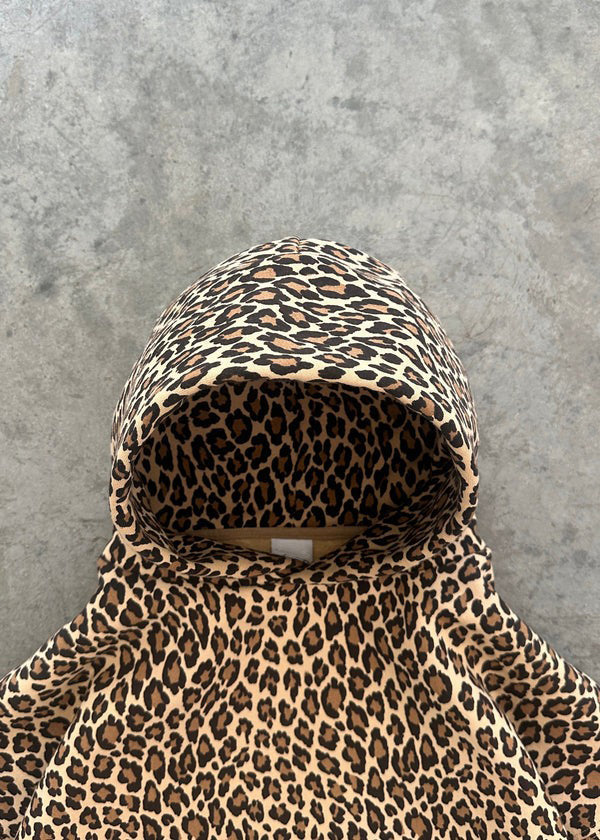 Women's leopard print hooded lounge set, print detail
