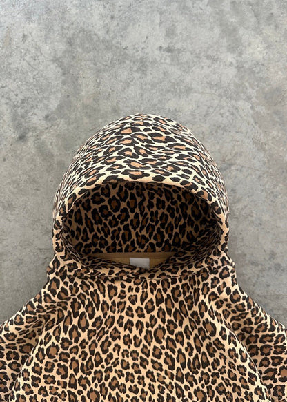 Women's leopard print hooded lounge set, print detail