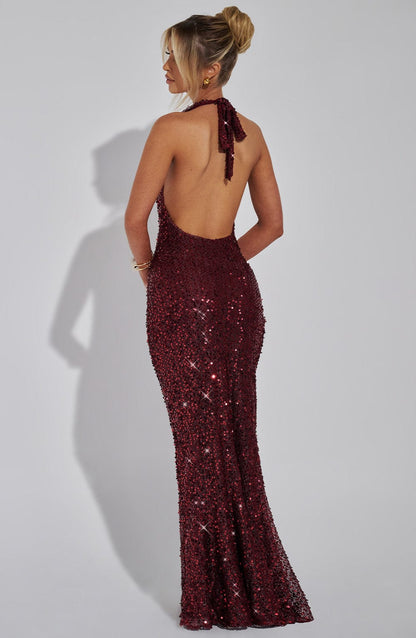 Women's maxi dress, side view