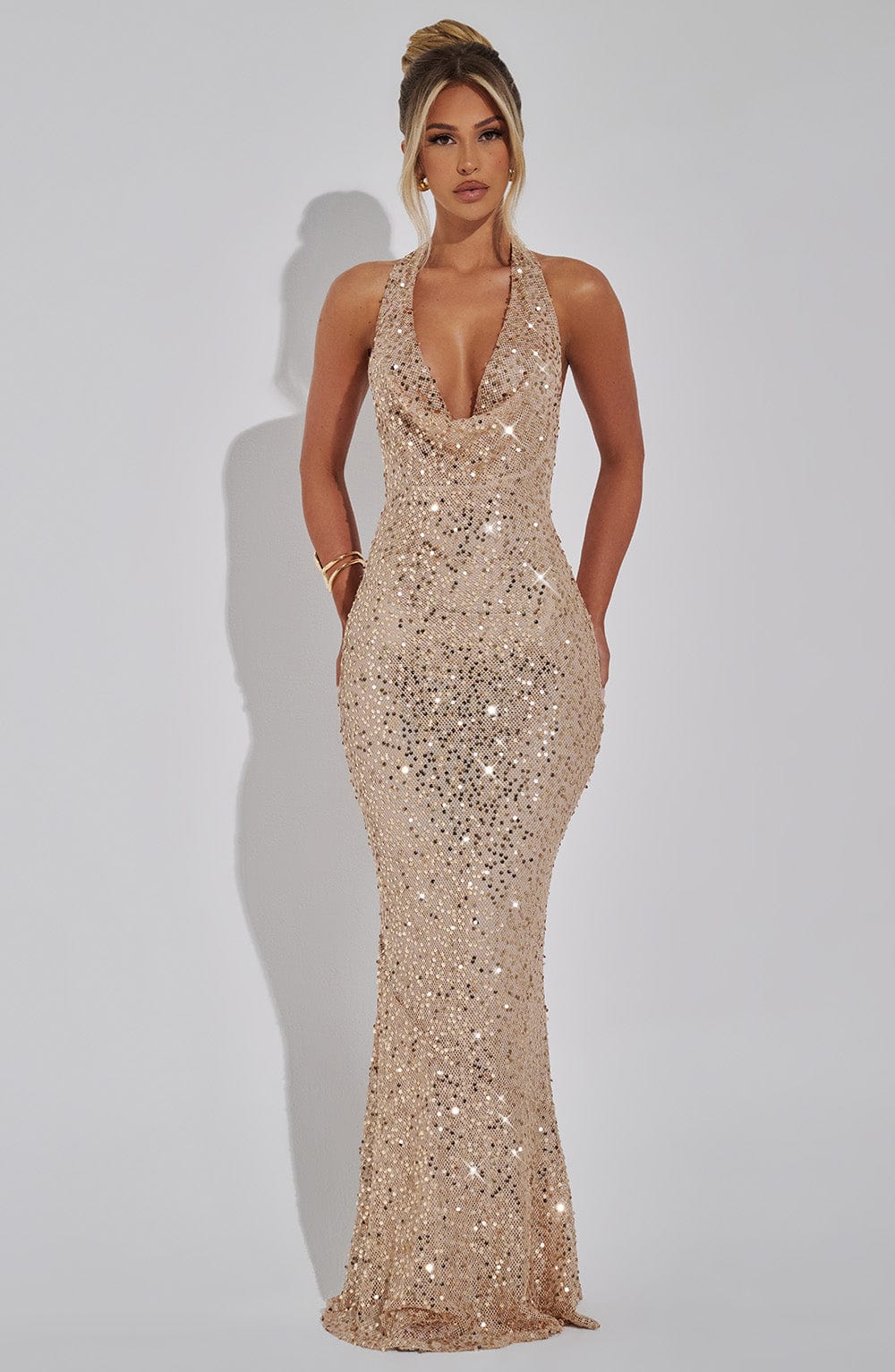 Women's maxi dress, back view