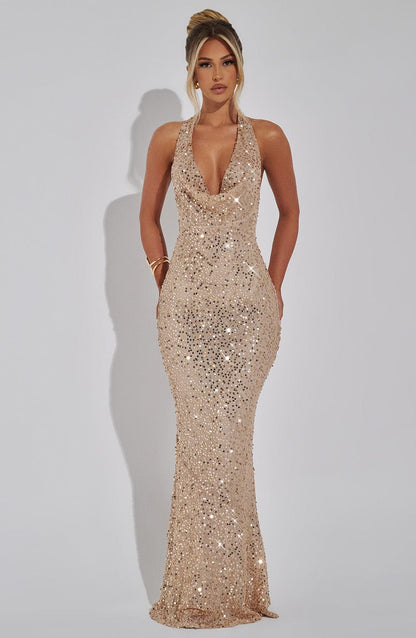 Women's maxi dress, back view