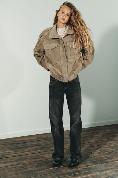 Women's stand-collar long sleeve jacket, detail view