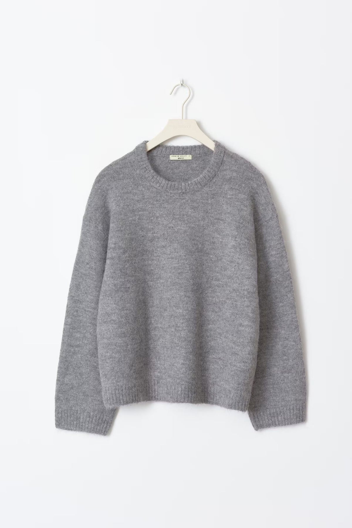 Women's crew neck two piece set in grey, front view