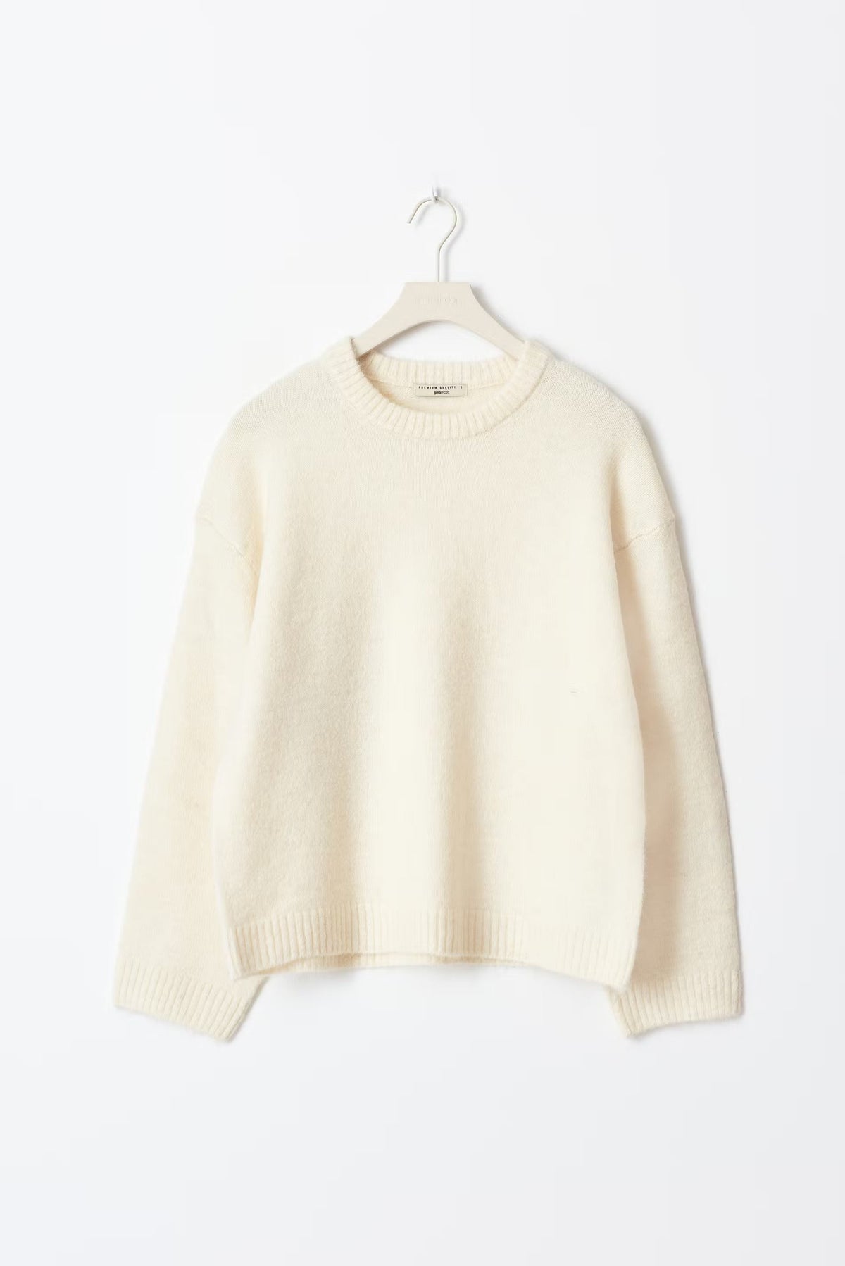 Women's crew neck two piece set in off white, front view