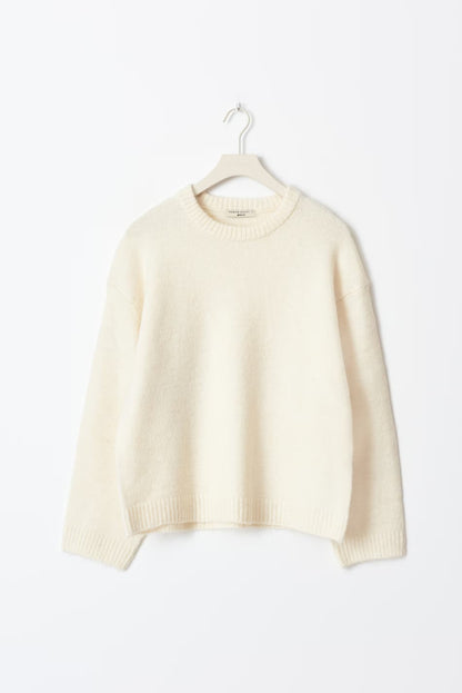 Women's crew neck two piece set in off white, front view